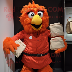 Orange Chicken Parmesan mascot costume character dressed with a Poplin Shirt and Wallets