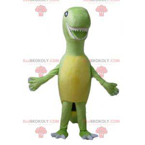 Mascote Tyrex gigante dinossauro verde e amarelo -