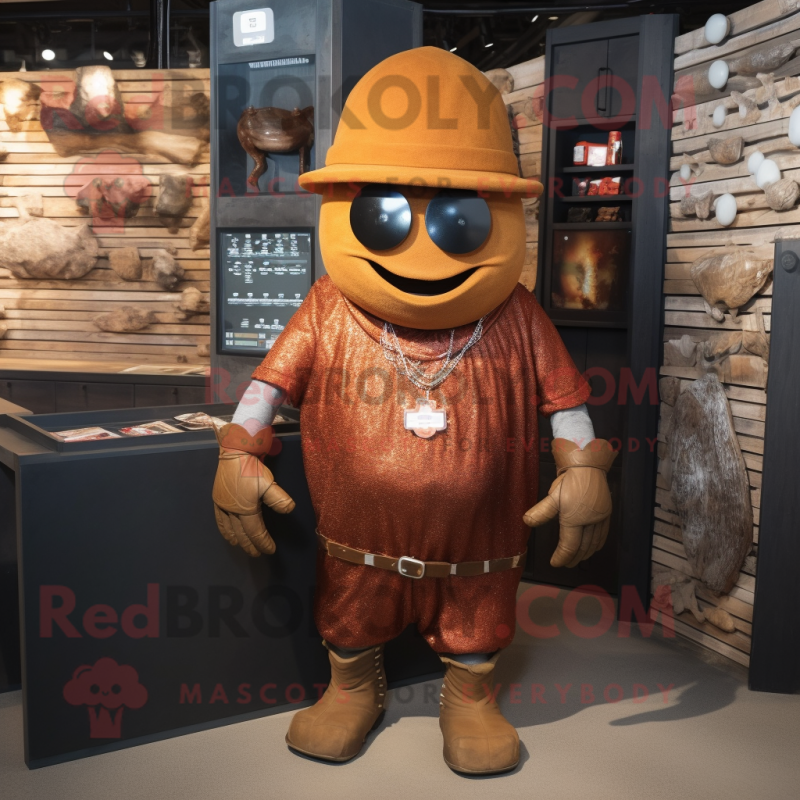 Rust Pendant mascot costume character dressed with a T-Shirt and Cummerbunds Rust Pendant mascot costume character dressed with a T-Shirt and Cummerbunds
