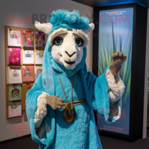 Sky Blue Llama mascotte...