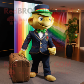 Navy Pot Of Gold mascot costume character dressed with a Blazer and Briefcases