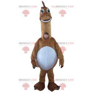 Mascotte de grand dinosaure marron et blanc géant -