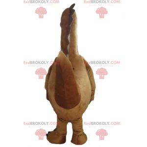 Grande mascotte gigante di dinosauro marrone e bianco -