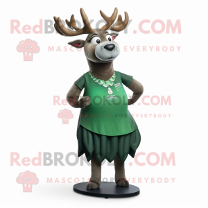 Forest Green Elk mascot costume character dressed with a Shift Dress and Rings