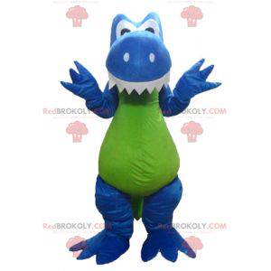 Blauw witte en groene draak dinosaurus mascotte - Redbrokoly.com