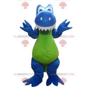 Blauw witte en groene draak dinosaurus mascotte - Redbrokoly.com