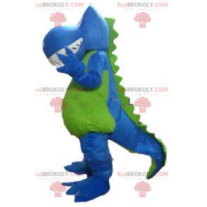 Blauw witte en groene draak dinosaurus mascotte - Redbrokoly.com