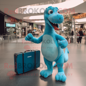 Cyan Diplodocus maskotdräkt...