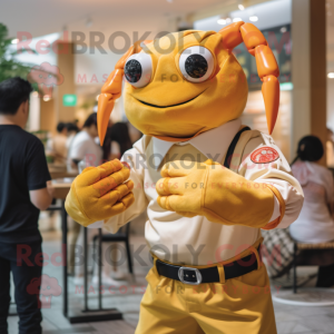 Gold Crab maskot kostume...