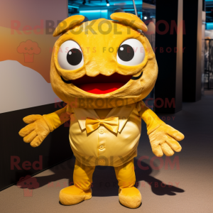Gold Crab maskot kostume...