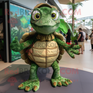Olive Turtle maskot drakt...