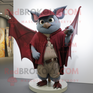 Maroon Bat mascot costume character dressed with a Denim Shorts and Wraps