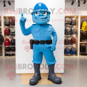 Blue Army Soldier mascotte...