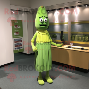 nan Celery mascot costume character dressed with a Shift Dress and Bracelet watches
