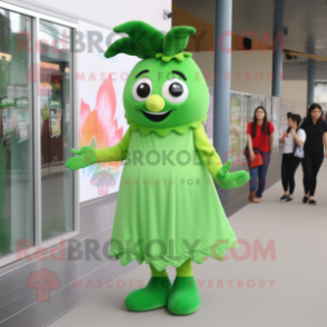 nan Celery mascot costume character dressed with a Shift Dress and Bracelet watches