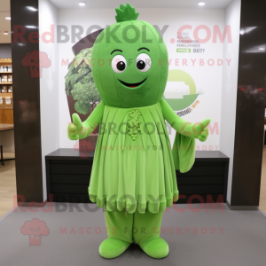 nan Celery mascot costume character dressed with a Shift Dress and Bracelet watches