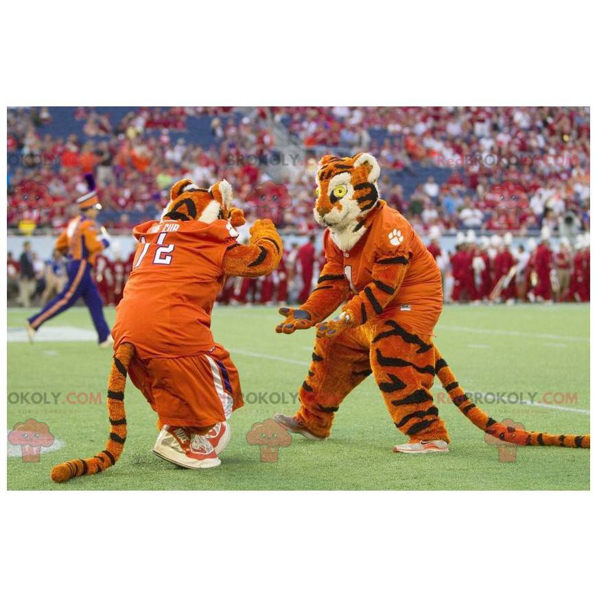 2 mascotte di tigri arancioni bianche e nere - Redbrokoly.com
