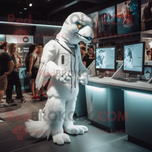 White Eagle mascot costume character dressed with a Playsuit and Watches