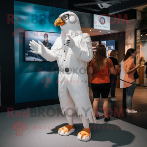White Eagle mascot costume character dressed with a Playsuit and Watches
