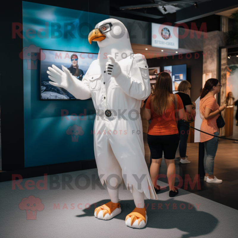 White Eagle mascot costume character dressed with a Playsuit and Watches White Eagle mascot costume character dressed with a Playsuit and Watches