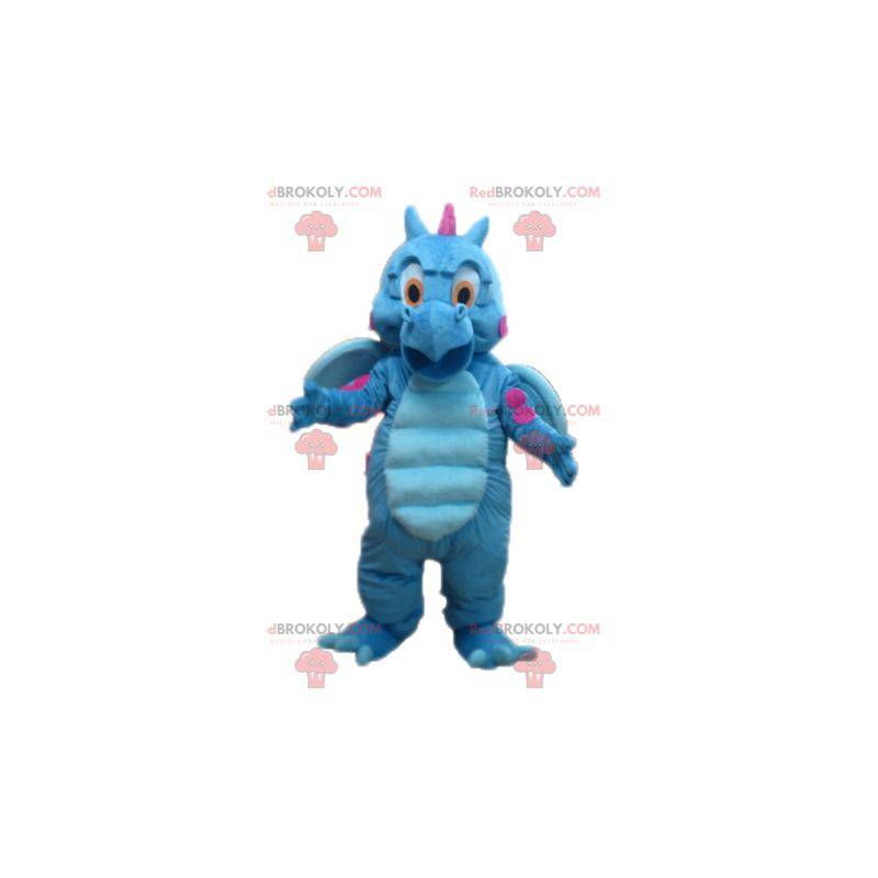 Cute and colorful blue and pink dragon mascot - Redbrokoly.com