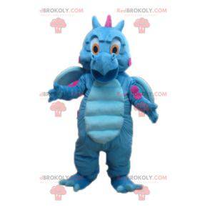 Mascotte de dragon bleu et rose mignon et coloré -