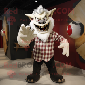 Cream Vampire mascot costume character dressed with a Flannel Shirt and Cufflinks