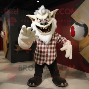 Cream Vampire mascot costume character dressed with a Flannel Shirt and Cufflinks