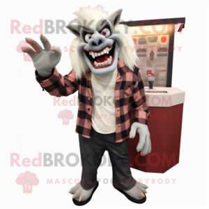 Cream Vampire mascot costume character dressed with a Flannel Shirt and Cufflinks