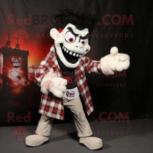 Cream Vampire mascot costume character dressed with a Flannel Shirt and Cufflinks