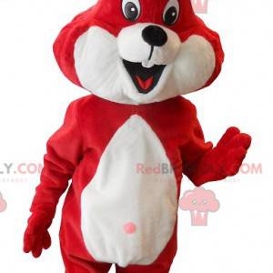 Czerwony i biały królik maskotka - Redbrokoly.com