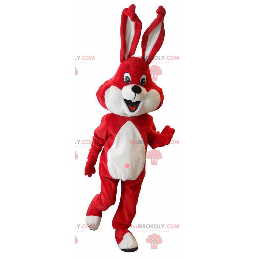Červený a bílý králík maskot - Redbrokoly.com