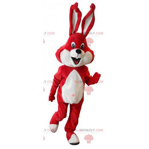 Rood en wit konijn mascotte - Redbrokoly.com