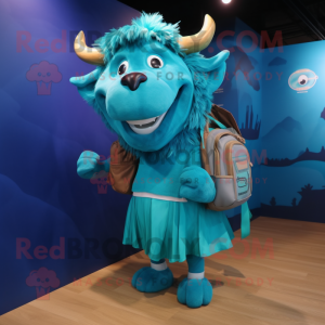 Cyan Buffalo maskot drakt...