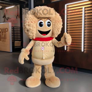 Beige Meatballs mascot costume character dressed with a Bootcut Jeans and Cummerbunds