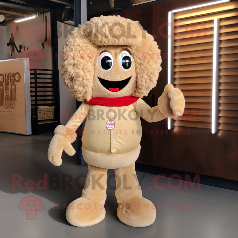Beige Meatballs mascot costume character dressed with a Bootcut Jeans and Cummerbunds