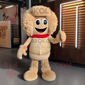 Beige Meatballs mascot costume character dressed with a Bootcut Jeans and Cummerbunds