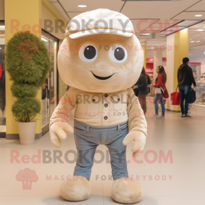 Beige Kjøttboller maskot...