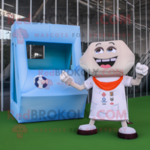 White Soccer Goal mascot costume character dressed with a Tank Top and Wallets