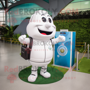 White Soccer Goal mascot costume character dressed with a Tank Top and Wallets