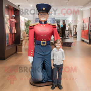 Red Civil War Soldier mascot costume character dressed with a Mom Jeans and Bow ties