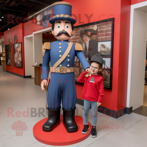 Red Civil War Soldier mascot costume character dressed with a Mom Jeans and Bow ties