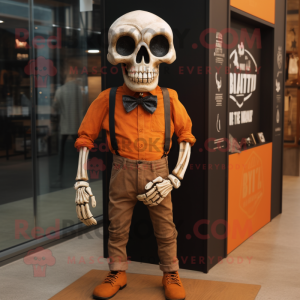 Rust Skull mascot costume character dressed with a Henley Shirt and Bow ties