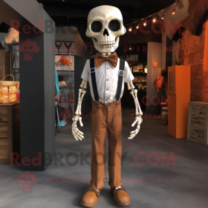 Rust Skull mascot costume character dressed with a Henley Shirt and Bow ties