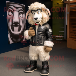 Cream Suffolk Sheep maskot...