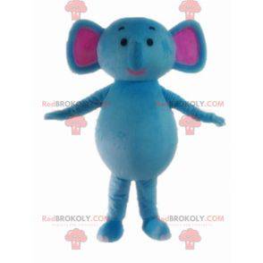 Mascote elefante azul e rosa fofo e colorido - Redbrokoly.com