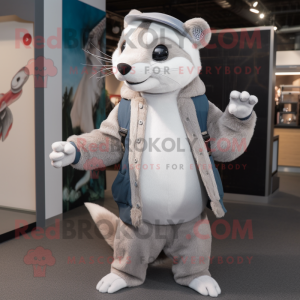 Silver Ferret maskot kostym...