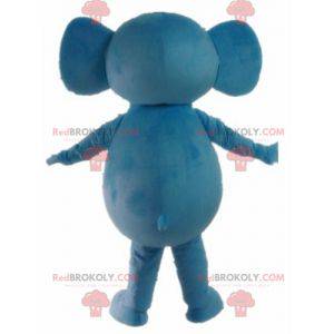 Nettes und buntes blaues und rosa Elefantenmaskottchen -