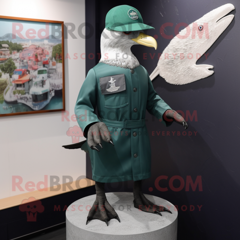 Forest Green Seagull mascot costume character dressed with a Rash Guard and Berets Forest Green Seagull mascot costume character dressed with a Rash Guard and Berets