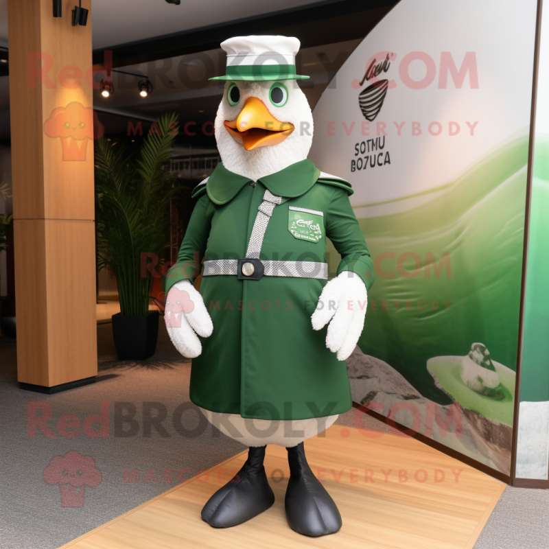 Forest Green Seagull mascot costume character dressed with a Rash Guard and Berets Forest Green Seagull mascot costume character dressed with a Rash Guard and Berets